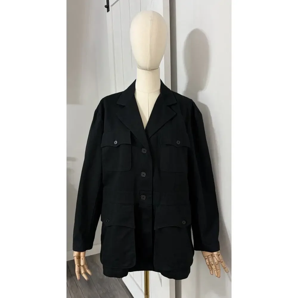 VTG LAUREN RALPH LAUREN Size 6 Military Safari Utility Jacket Cargo Coat Black - Picture 2 of 10